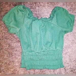 Dark Green Off The Shoulder Knit Top